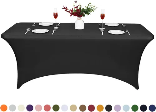 Miniatura 3 de PTC21B - Juego de 6 manteles elásticos de 6 pies, color negro, rectangular, ajustable, lavable, de elastano, para fiestas, bodas, cócteles