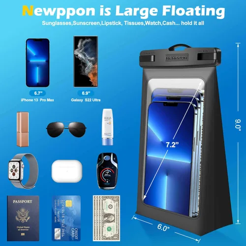 Miniatura 3 de Paquete de 4 bolsas flotantes impermeables para teléfono – Funda universal grande flotante a prueba de agua – Soporte flotante transparente