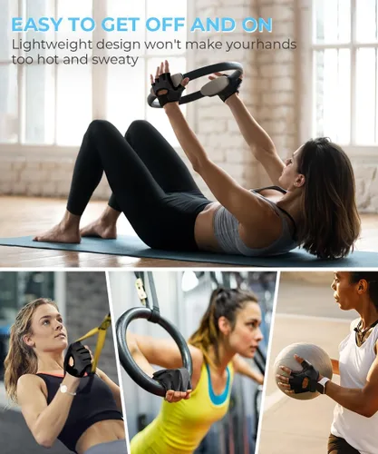 Miniatura 4 de sunnex Guantes de gimnasio para mujeres y hombres, entrenamiento sin dedos para levantamiento de pesas, ligeros y transpirables para deportes