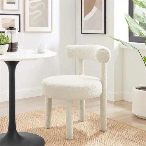 Miniatura 10 de Modway EEI-6705-IVO Toulouse Boucle - Juego de 2 sillas de comedor de tela, color marfil
