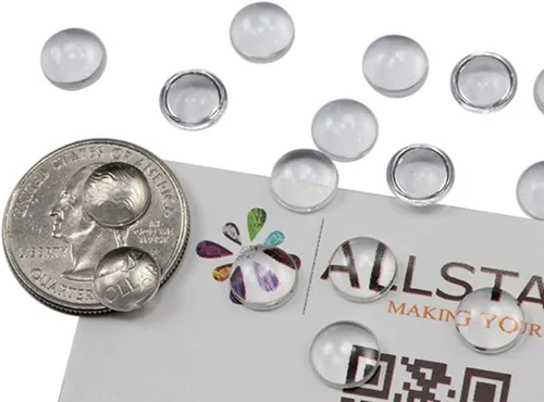 Allstarco Cabujones acrílicos redondos transparentes de 0.354 in, gemas de plástico para hacer joyas, aretes de bricolaje, colgantes - 75 piezas