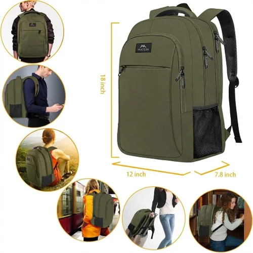 Miniatura 6 de MATEIN Mochila de viaje para laptop de 15.6 pulgadas, mochila resistente para computadora para mujeres y hombres con puerto de carga USB, mochila