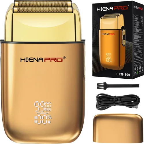 HIENA PRO Afeitadora de aluminio para hombres barbería, recortadora eléctrica doble, maquinilla de afeitar eléctrica profesional, afeitadora de