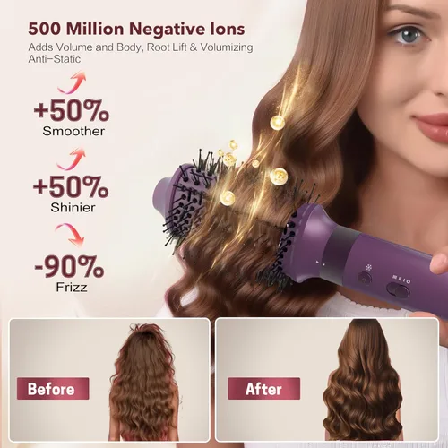 Miniatura 4 de Mythsight StyleVibe 6-en-1 estilista de aire, secador de pelo y cepillo secador de pelo con estuche de viaje - Rulos de enrollado automático (L/R)