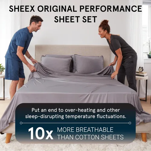 Miniatura 3 de SHEEX Juego de sábanas Original Performance con 2 fundas de almohada, tela ultra suave que ventila mejor que el algodón
