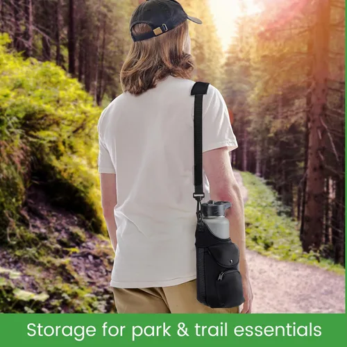 Miniatura 3 de Smooth Trip Neoprene Water Bottle Sleeve with Phone Pouch - Insulated Water Bottle Holder with Storage Pockets and Padded Strap for Walking and