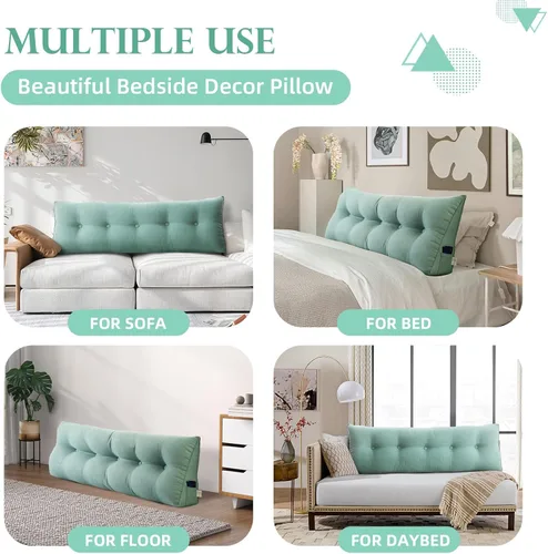 Miniatura 6 de Almohada triangular para cabecero individual, almohada de cama de cuña para respaldo, almohada de lectura, respaldo de posicionamiento de apoyo
