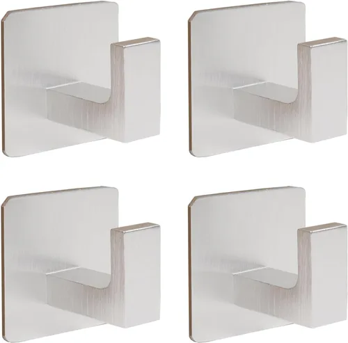 Miniatura 12 de Ganchos para Toallas de Baño, Paquete de 2 Ganchos Cuadrados Autoadhesivos para Abrigos, Gancho Resistente para Bata Sin Perforación, Colgador