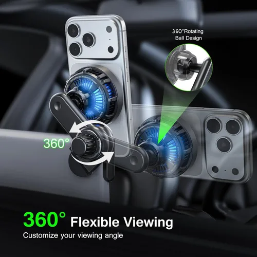 Miniatura 5 de [Esoulk] Cargador de teléfono Tesla de 25 W para modelo 3/Y, cargador magnético MagSafe para automóvil con ventilador de enfriamiento, soporte