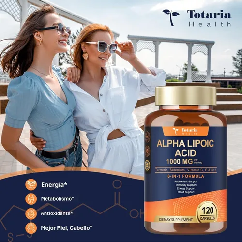 Miniatura 5 de Totaria Ácido alfa lipoico de 1000 mg – Suplemento de ALA antioxidante para neuropatía, apoyo a la salud nerviosa, desintoxicación hepática
