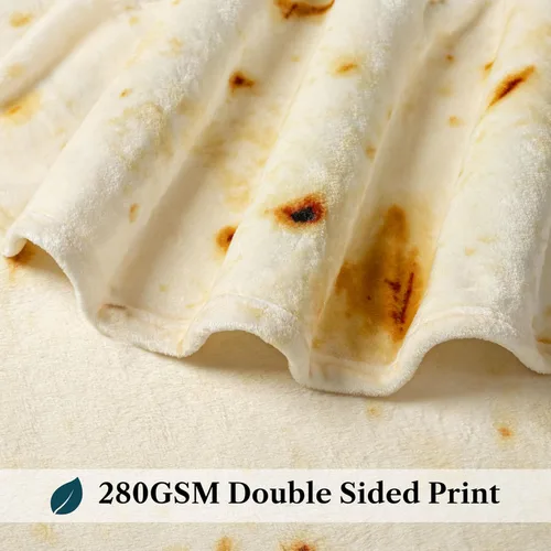 Miniatura 6 de PAVILIA Manta de tortilla de burrito, manta de doble cara de harina de tacos para niños, niñas, adolescentes, manta de comida realista, divertido
