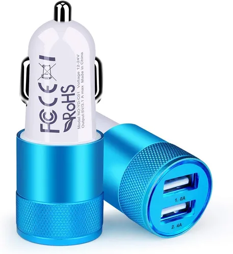 Miniatura 12 de Cargador de teléfono de coche de doble puerto, [2 unidades] Cargador USB de carga rápida de 3.4 A, adaptador de encendedor Carro, adaptador de Verde