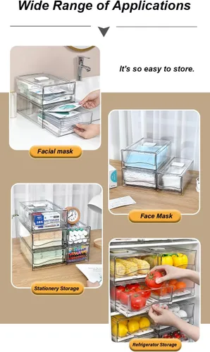 Miniatura 6 de Organizadores de refrigerador y cajón de almacenamiento, contenedores apilables de almacenamiento de frutas para refrigerador, organizador