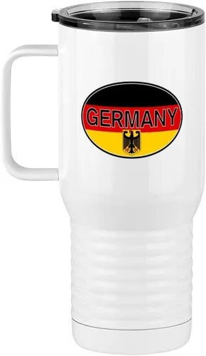 Miniatura 6 de Just So Posh Vaso de bandera de país, diferentes banderas ovaladas europeas en cada lado, taza de café de viaje con asa y tapa deslizante