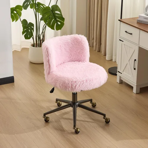 Miniatura 14 de VINGLI - Silla de escritorio de tapicería de lujo con respaldo curvo y inclinación de 90-102° y altura ajustable, linda silla giratoria con base