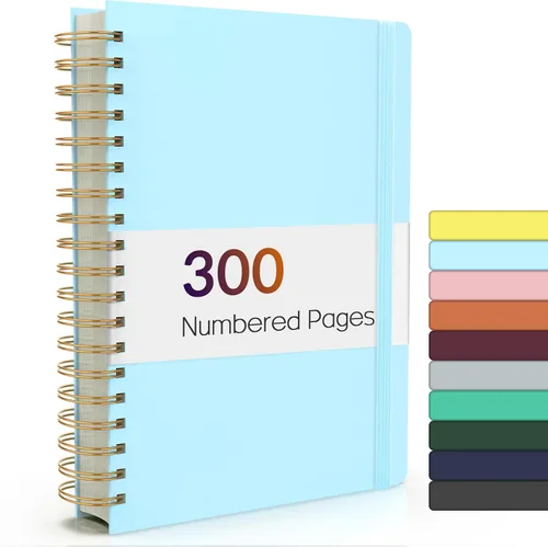Miniatura 20 de Forvencer Cuaderno rayado en espiral con 300 páginas numeradas, diarios gruesos A5 para escribir con papel de 3.53 oz/m², cuadernos de tapa dura