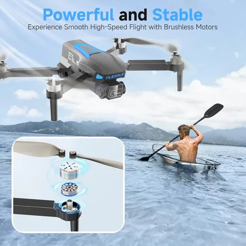 Miniatura 8 de Drones con cámara para adultos 4K, dron con motor sin escobillas para niños principiantes, cuadricóptero RC plegable FPV con 3 baterías, 45 minutos