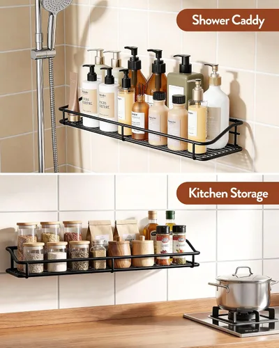 Miniatura 5 de Orimade Organizador adhesivo para baño, cesta de almacenamiento de ducha, estante de especias de cocina, sin perforaciones, acero inoxidable SUS304