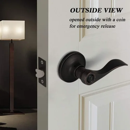 Miniatura 6 de Paquete de 3 manijas de puerta de privacidad para baño, sin llave, juego de cerraduras para puerta, reversible para derecha e izquierda; manijas