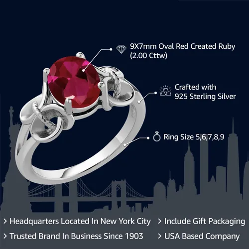 Miniatura 45 de Gem Stone King Anillo de compromiso ovalado con piedra natal para mujer, plata de ley 925, ovalado de 0.354 x 0.276 in, anillo de compromiso