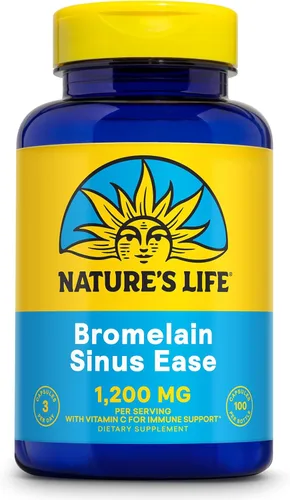 Nature's Life Bromelain Sinus Ease 1200 mg - Suplemento de apoyo inmunológico con vitamina C, más quercetina - Suplemento de salud inmunológica,