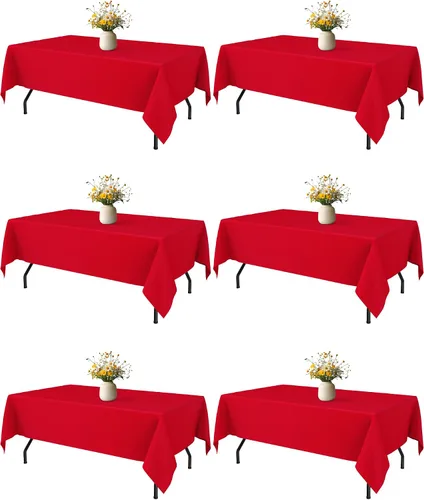 Miniatura 11 de Niuara Mantel de Mesa Rectangular Negro - Paquete de 6, 60" × 84" Mantel de Tela Lavable para Mesas de 5 Pies, Resistente a las Arrugas y a Prueba