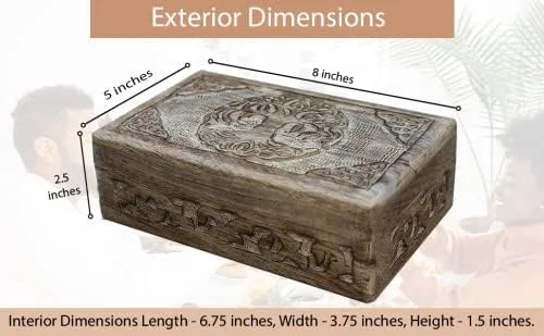 Miniatura 4 de DharmaObjects Caja de almacenamiento de madera tallada a mano con árbol de la vida celta (morado, grande)