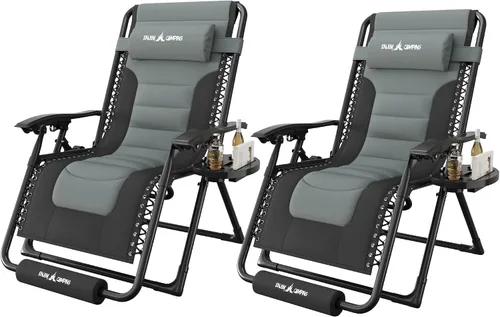 Miniatura 28 de Amopatio XL Padded Zero Gravity Chairs Foldable Zero Gravity Lounge Chair Outdoor Portable Reclining Chair with Removable Cup