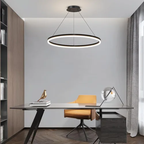 Miniatura 6 de Mikeru Lámpara LED moderna, lámpara colgante de techo con control remoto de 3000 a 6500 K, luz de temperatura de color ajustable para sala de estar