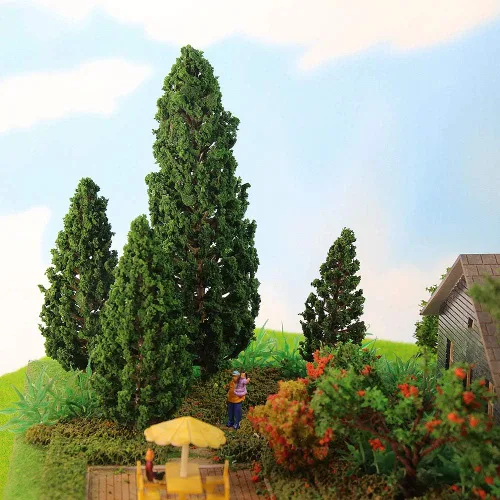 Miniatura 2 de 52pcs modelo pino árboles verde pino plástico para bosque HO escala modelo ferroviario diseño miniatura paisaje S0901
