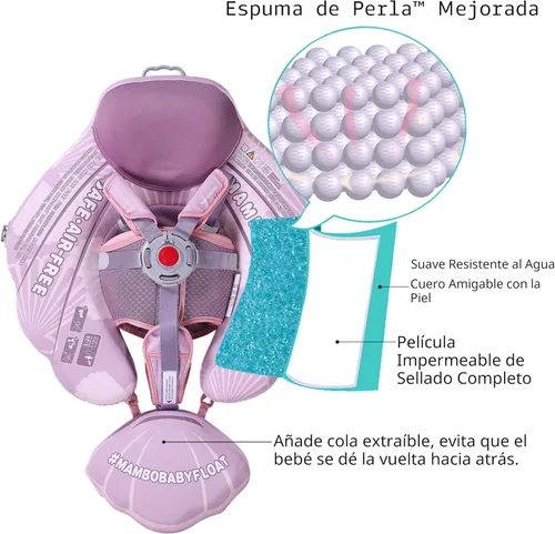 Miniatura 2 de Flotador Mambobaby con cola para bebé con toldo, flotador de piscina sólido, entrenador de natación para bebés, entrenamiento de natación, flotador
