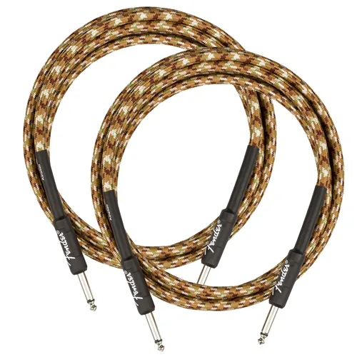Miniatura 12 de Fender Cable de instrumentos de lujo de 10 pies, ángulo recto, tweed negro, paquete de 2