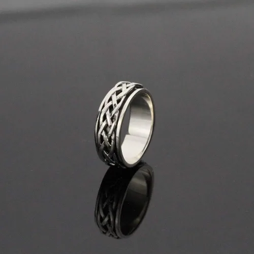 Miniatura 4 de Anillo de boda y compromiso de plata de ley con diseño celta de 0.315in (tamaño 4 a 14)