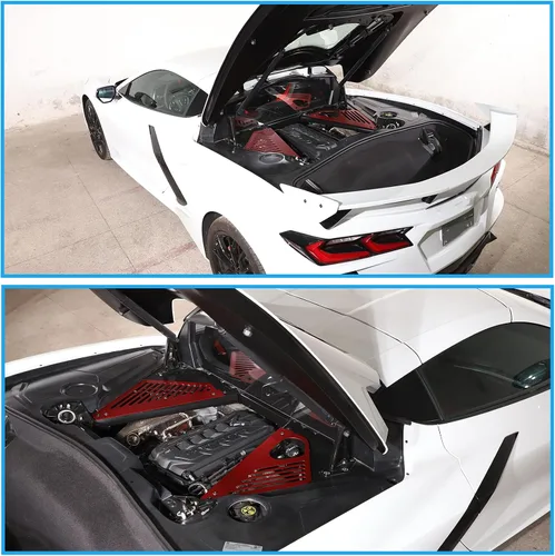 Miniatura 6 de Sekhyna Cubierta de panel de bahía del motor compatible con Chevrolet Corvette C8 Stingray 2020-2024 aleación de aluminio 2 piezas compartimento
