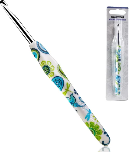 Miniatura 19 de 2.25mm Gancho de Ganchillo Looen, Mango Ergonómico para Manos Artríticas, Agujas de Tejer de Goma Suave Extra Largas para Principiantes de Crochet