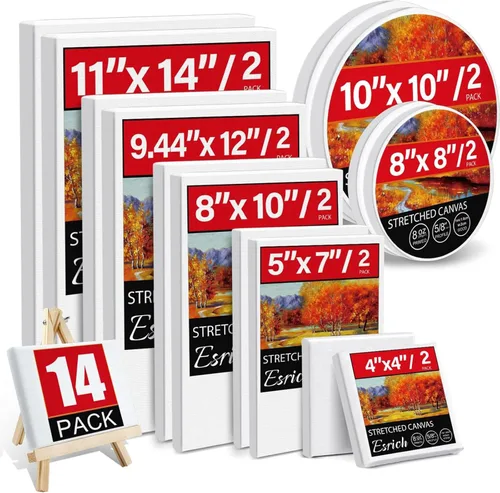 Miniatura 22 de ESRICH Paquete de 40 lienzos entelados para pintar de 8x10, lienzos en blanco para pintar - Algodón imprimado, lienzos de arte para pintura al óleo