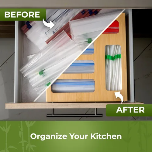 Miniatura 8 de Organizador de cajones de cocina, organizador de bolsas de almacenamiento de sándwiches 9 en 1 y dispensador de papel de aluminio, se adapta a un