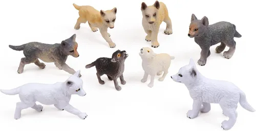 Miniatura 7 de RESTCLOUD Conjunto de 8 figuras de juguete de lobo de lobos y animales