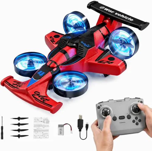 Miniatura 9 de Juguete de coche y avión volador a control remoto, juguetes para niños y niñas, dron helicóptero estilo jet con capacidad de giro de 360°, aviones