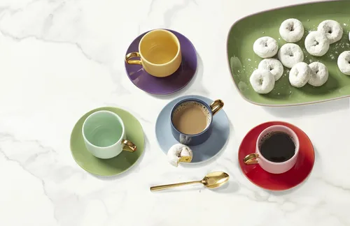 Miniatura 4 de kate spade new york Make It Pop Drinkware Collection, juego de tazas y platillos multicolor, juego de 8 piezas