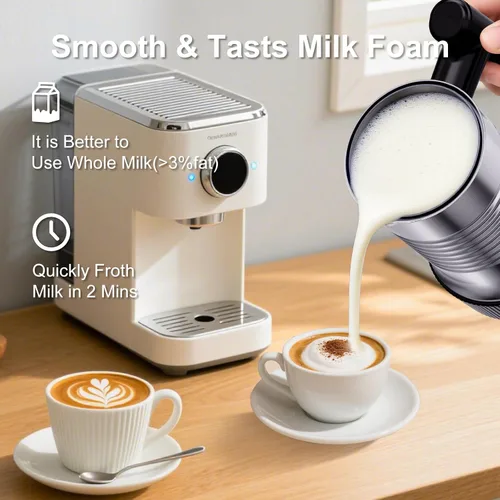 Miniatura 4 de Espumador de leche y vaporizador, espumador de leche eléctrico 4 en 1 con pantalla LED de temperatura, máquina automática de espuma cálida y fría