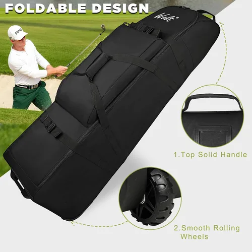 Miniatura 4 de WOLT Bolsa de viaje de golf con sistema de soporte antiimpacto, funda de viaje de golf acolchada suave para líneas aéreas, tela Oxford resistente