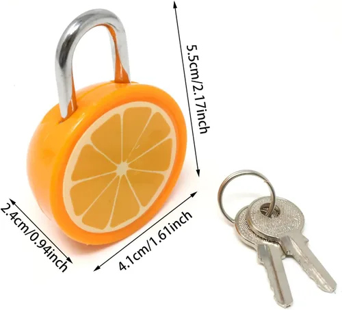 Miniatura 2 de Honbay Lindo candado de frutas naranjas con llaves: para joyero, bolso, bolso, mochilas, gabinete, cofre del tesoro, maletas, taquillas, buzón