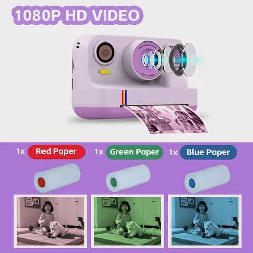 Miniatura 2 de Cámara de impresión instantánea para niños, cámaras de impresión digital instantánea HD 1080P
