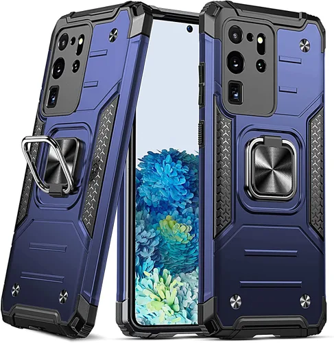 Miniatura 56 de Anqrp Funda para Galaxy S22 Ultra, Funda Protectora de Teléfono de Grado Militar con Soporte Plegable de Anillo de Metal Giratorio