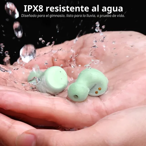 Miniatura 5 de TOZO Auriculares inalámbricos T6, auriculares Bluetooth 5.3, sonido estéreo en el oído, 50 horas de reproducción, estuche de carga inalámbrica, Verde