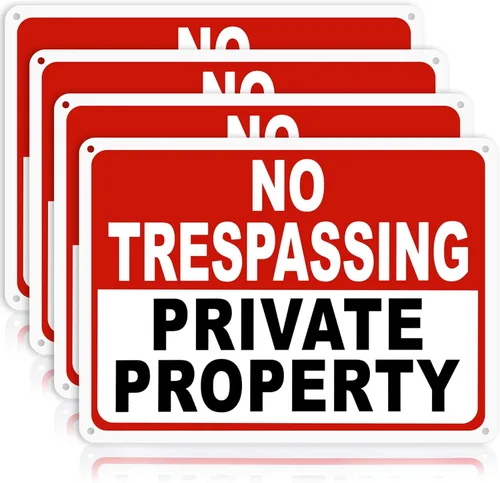 Miniatura 11 de 2 paquetes de señales de no trespassing de propiedad privada – 10x7 pulgadas de aluminio libre de óxido, impreso con UV, recubrimiento reflectante