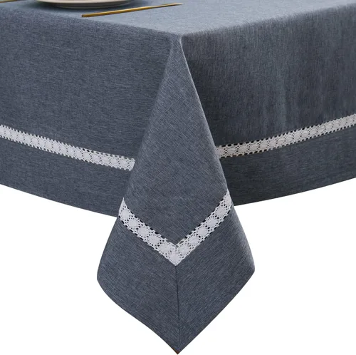 Miniatura 23 de EHouseHome Mantel de tela resistente con encaje blanco, impermeable, sin arrugas, resistente a las manchas, a prueba de aceite, para comedor