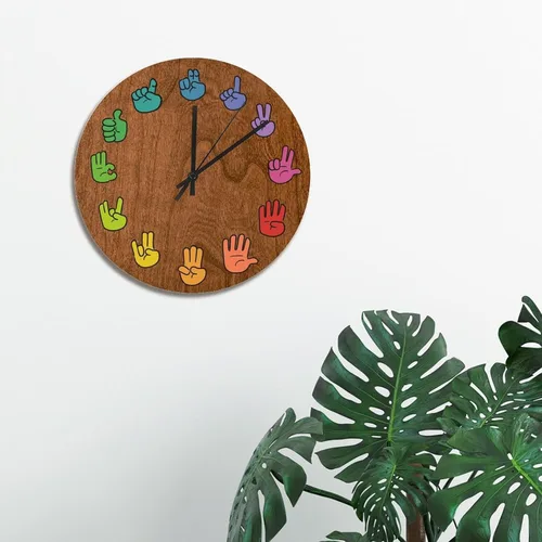 Miniatura 3 de ArogGeld ASL - Reloj de pared de grano de madera de 15 pulgadas, con gestos, funciona con pilas, sin tictac, reloj de madera vintage de granja