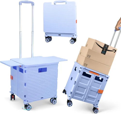Miniatura 41 de Carrito plegable con ruedas, resistente al desgaste, sin ruido, carrito de compras con ruedas para comestibles, caja de herramientas de Caqui